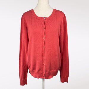 Time and Tru Coral Button Front Cardigan Sweater Long Sleeve Large